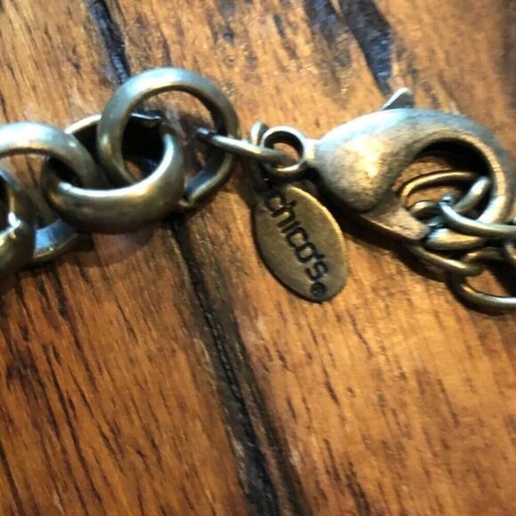 Chico’s Cleopatra Brass and Hematite Drop Statement Necklace - Picture 6 of 10